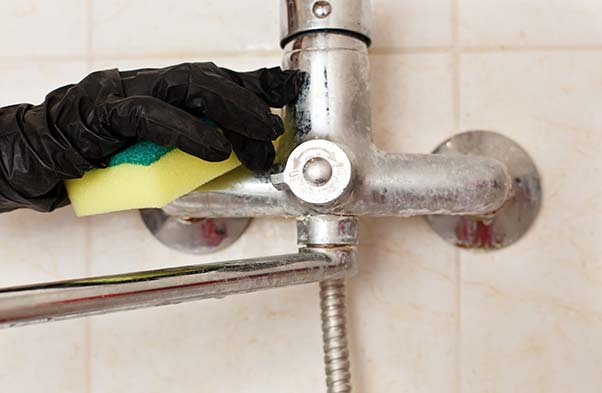 Limescale on a bathroom faucet